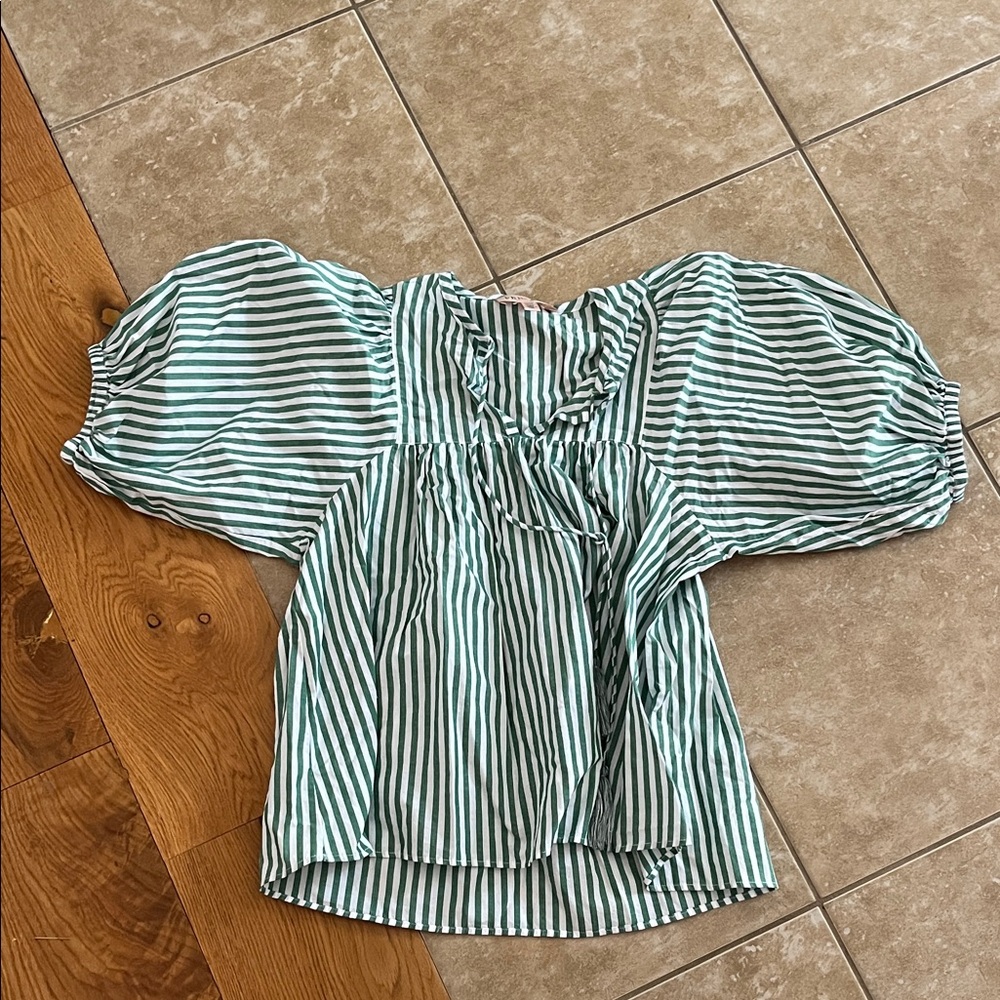 Philosophy green stripe shirt
